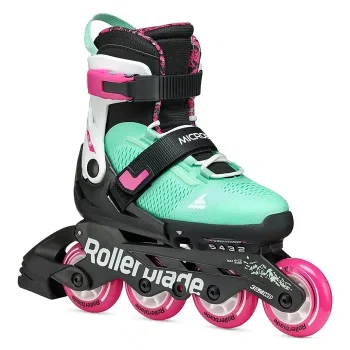 Детские ролики Rollerblade Microblade XT black-sea green Детские ролики Rollerblade Microblade XT black-sea green
