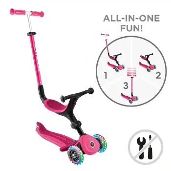 Детский самокат-трансформер Globber Go•Up Active Lights Fuchsia (3-в-1)