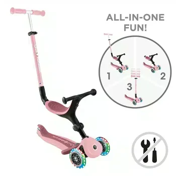 Детский самокат-трансформер Globber Go•Up Active Lights Pastel Pink (3-в-1)