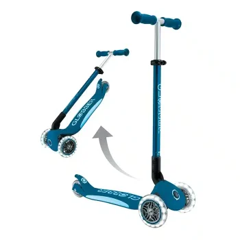 Детский трехколесный самокат Globber Elite Lights Deep Blue